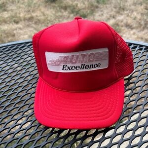 Red Auto Excellence Trucker Hat True Vintage